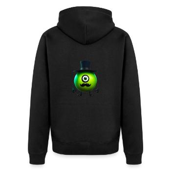 grünes Geschöpf Mr. Green - Unisex Premium Bio Zip Hoodie - Schwarz - Hinten - Nico (187cm)
