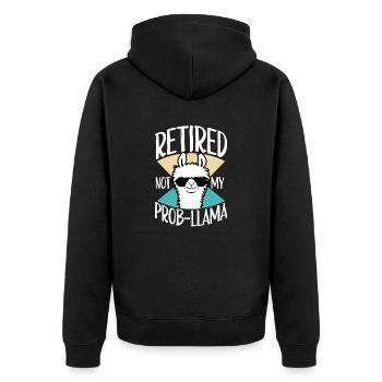 Nicht mein Prob Lama Ruhestand Prob-Llama im Ruhestand - Unisex Premium Bio Zip Hoodie - Schwarz - Hinten - Nico (187cm)