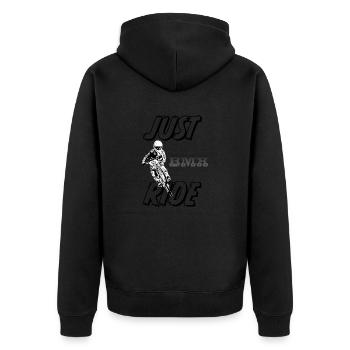 Just Ride BMX Rad - Unisex Premium Bio Zip Hoodie - Schwarz - Hinten - Nico (187cm)