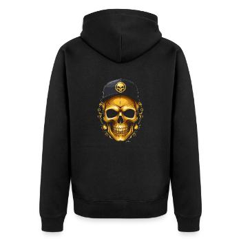 Totenkopf Hip Hop goldene Kappe - Unisex Premium Bio Zip Hoodie - Schwarz - Hinten - Nico (187cm)