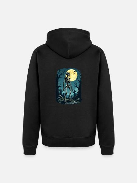 Skeleton in wood - Unisex Premium Organic Zip Hoodie - black