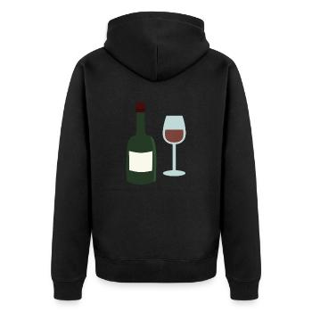 Wine Bottle and Wine Glass - Unisex Premium Organic Zip Hoodie - black - Back - Nico (187cm)