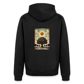 The Oak - Unisex Premium Organic Zip Hoodie - black - Back - Nico (187cm)