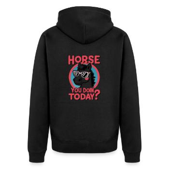 Horse You Doin Today - Unisex Premium Organic Zip Hoodie - black - Back - Nico (187cm)