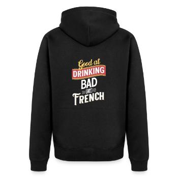 Bon pour boire mais mauvais en français - Veste à capuche bio Premium Unisexe - noir - Dos - Nico (187cm)