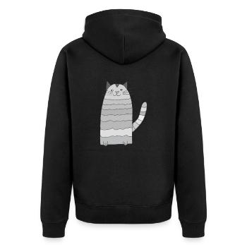 Chat annelé niveaux de gris - Veste à capuche bio Premium Unisexe - noir - Dos - Nico (187cm)