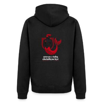 T-Shirt Warschau Akustisch 2024 - Unisex Premium Bio Zip Hoodie - Schwarz - Hinten - Nico (187cm)