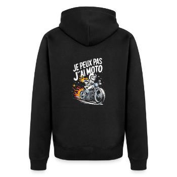Je peux pas j'ai moto - Veste à capuche bio Premium Unisexe - noir - Dos - Nico (187cm)