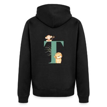 Letter t green jungle animals - Unisex Premium Organic Zip Hoodie - black - Back - Nico (187cm)