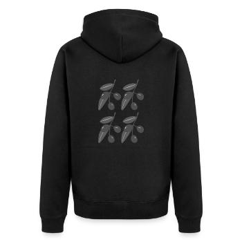 olivenzweige schwarz weiss - Unisex Premium Bio Zip Hoodie - Schwarz - Hinten - Nico (187cm)