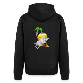 Sleeping baby elephant under the palm tree - Unisex Premium Organic Zip Hoodie - black - Back - Nico (187cm)