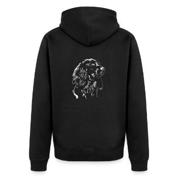 DEUTSCH LANGHAAR Jagdhund Jagdhunde Hunde Wilsigns - Unisex Premium Bio Zip Hoodie - Schwarz - Hinten - Nico (187cm)