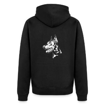 Dobermann Hundeportrait Hunde Hundesport Wilsigns - Unisex Premium Bio Zip Hoodie - Schwarz - Hinten - Nico (187cm)