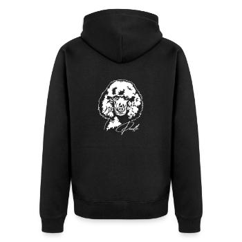 Poodle Portrait Hundeportrait Hund Hunde Wilsigns - Unisex Premium Bio Zip Hoodie - Schwarz - Hinten - Nico (187cm)