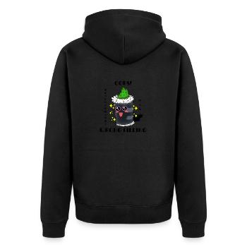 Cute Sushi Kawaii Green Roll Funny Food Cartoon - Unisex Premium Organic Zip Hoodie - black - Back - Nico (187cm)
