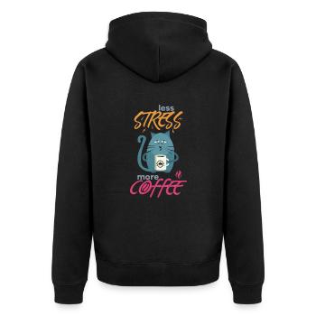 Less Stress More Coffee - Chats Drôles et Café - Veste à capuche bio Premium Unisexe - noir - Dos - Nico (187cm)