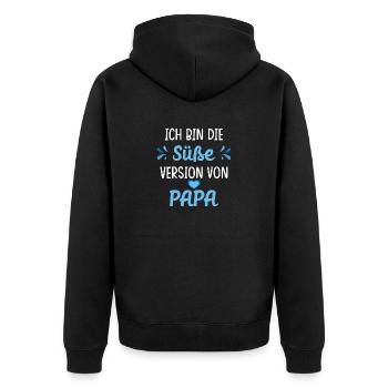 Süße Version von Papa Spruch - Unisex Premium Bio Zip Hoodie - Schwarz - Hinten - Nico (187cm)