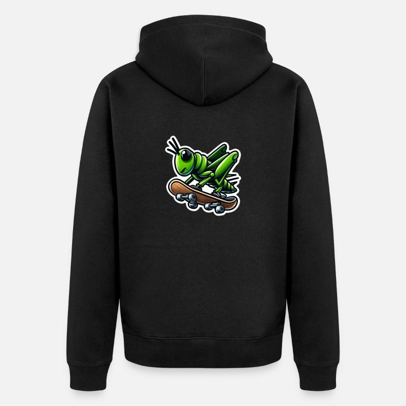 Grasshopper en skateboard - Veste à capuche bio Premium Unisexe - noir