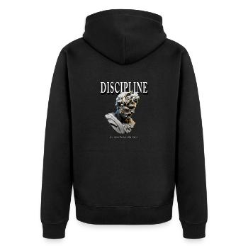 Discipline Statue grecque – Tout cela paiera - Veste à capuche bio Premium Unisexe - noir - Dos - Nico (187cm)
