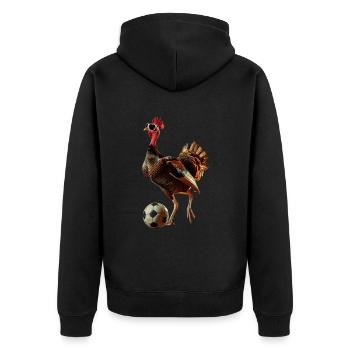 Truthahn - Unisex Premium Bio Zip Hoodie - Schwarz - Hinten - Nico (187cm)