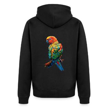 Sittiche - Unisex Premium Bio Zip Hoodie - Schwarz - Hinten - Nico (187cm)