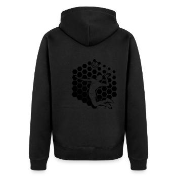 Damen Volleyballer Volleyball Volley Volleyballspi - Unisex Premium Bio Zip Hoodie - Schwarz - Hinten - Nico (187cm)