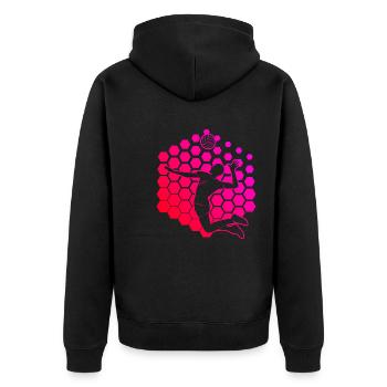 Volley Volleyball Damen Volleyballer Beachvolleyba - Unisex Premium Bio Zip Hoodie - Schwarz - Hinten - Nico (187cm)