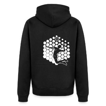 Beach Volley Volleyball Herren Damen Beachvolleyba - Unisex Premium Bio Zip Hoodie - Schwarz - Hinten - Nico (187cm)