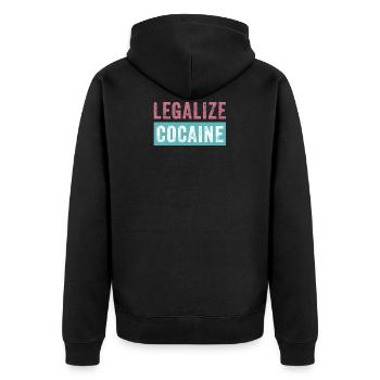 Legalize Cocaine Kokain Koks Drogen lustiges Party - Unisex Premium Bio Zip Hoodie - Schwarz - Hinten - Nico (187cm)