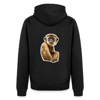 Gibbon-Äffchen - Unisex Premium Bio Zip Hoodie - Schwarz - Hinten - Nico (187cm)