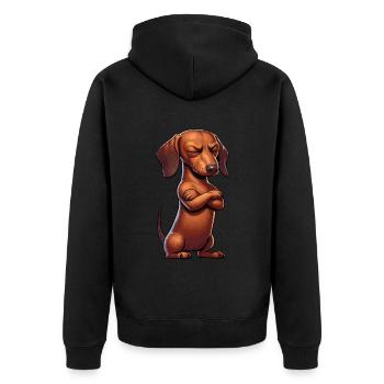 Dackel Dackelbesitzer Dackelliebhaber Dachshund - Unisex Premium Bio Zip Hoodie - Schwarz - Hinten - Nico (187cm)