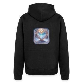Winter Heart 3 - Unisex Premium Organic Zip Hoodie - black - Back - Nico (187cm)