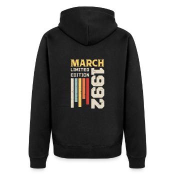 March 1992 - Birthday Gift March 1992 March - Unisex Premium Organic Zip Hoodie - black - Back - Nico (187cm)