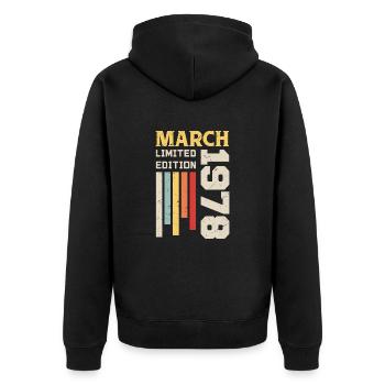 March 1978 - Birthday Gift March 1978 Anniv - Unisex Premium Organic Zip Hoodie - black - Back - Nico (187cm)