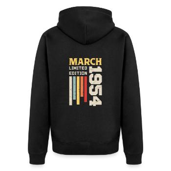 March 1954 - Birthday Gift March 1954 Anniv - Unisex Premium Organic Zip Hoodie - black - Back - Nico (187cm)