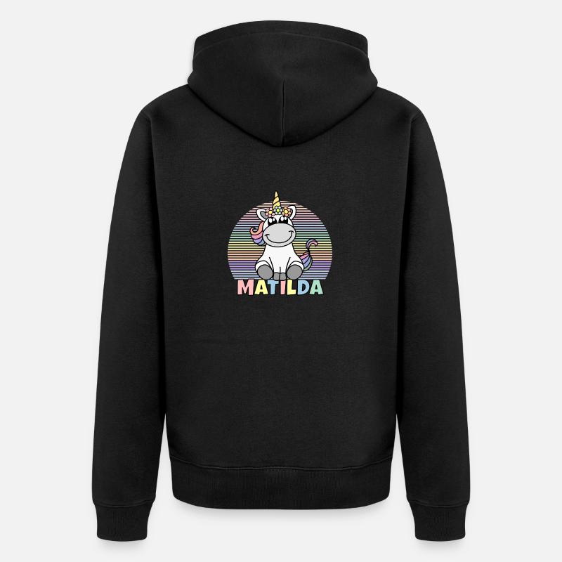 Matilda Einhorn Name - Unisex Premium Bio Zip Hoodie - Schwarz