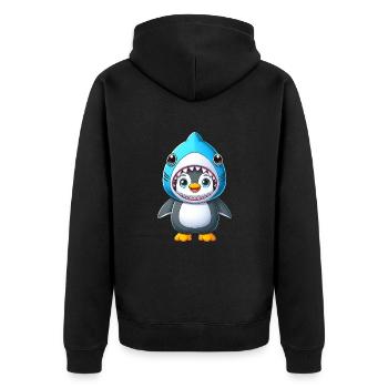Funny Penguin Shark Costume Cartoon Carnival - Unisex Premium Organic Zip Hoodie - black - Back - Nico (187cm)