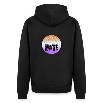 no place for hate - Unisex Premium Bio Zip Hoodie - Schwarz - Hinten - Nico (187cm)