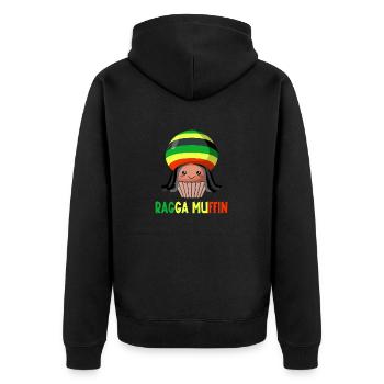 Ragga-Muffin - Unisex Premium Bio Zip Hoodie - Schwarz - Hinten - Nico (187cm)