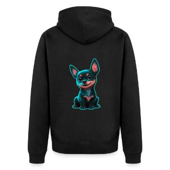 Kelpie australien chiot néon - Veste à capuche bio Premium Unisexe - noir - Dos - Nico (187cm)