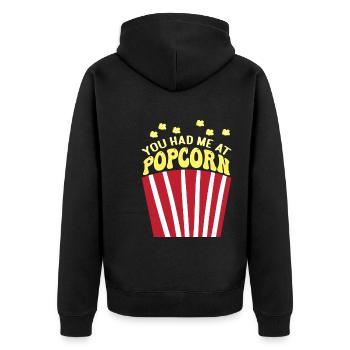 Tu m’as eu au popcorn funny movie food - Veste à capuche bio Premium Unisexe - noir - Dos - Nico (187cm)