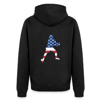 Sport Us Flag Ultimate Frisbee - Unisex Premium Bio Zip Hoodie - Schwarz - Hinten - Nico (187cm)