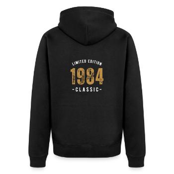 1984 Classic - Geburtstag - Unisex Premium Bio Zip Hoodie - Schwarz - Hinten - Nico (187cm)