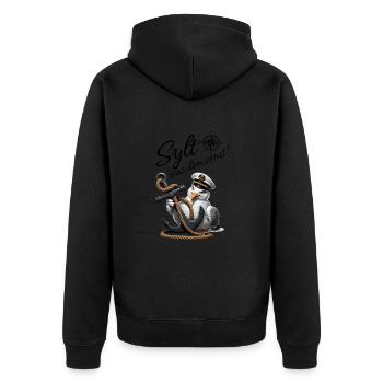 Sylt quoi d’autre ! mouette drôle avec ancre - Veste à capuche bio Premium Unisexe - noir - Dos - Nico (187cm)