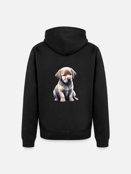 Cute Labrador puppy - Unisex Premium Organic Zip Hoodie - black