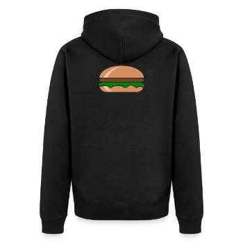 Hamburger Burger - Unisex Premium Bio Zip Hoodie - Schwarz - Hinten - Nico (187cm)