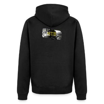 Moutainbike Downhill Berge geschenk MTB - Unisex Premium Bio Zip Hoodie - Schwarz - Hinten - Nico (187cm)
