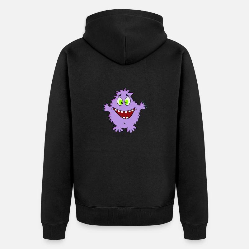 Mignon amical mignon monstre optimiste - Veste à capuche bio Premium Unisexe - noir
