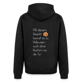 Halloween Gesicht - Unisex Premium Bio Zip Hoodie - Schwarz - Hinten - Nico (187cm)