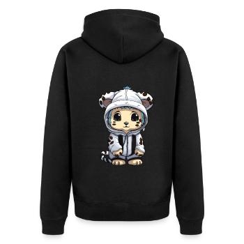 Schneeleopard Winter leopard Comic - Unisex Premium Bio Zip Hoodie - Schwarz - Hinten - Nico (187cm)